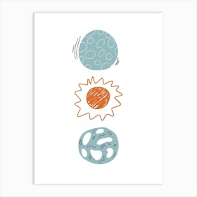 Cute Planets Space Kids Room 1 Art Print