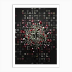 Vintage Maranta Arundinacea Flower Wreath on Dot Bokeh Pattern Art Print
