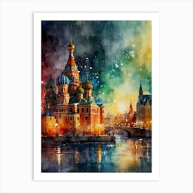 Watercolor Of Moscow Cathedral Art Print