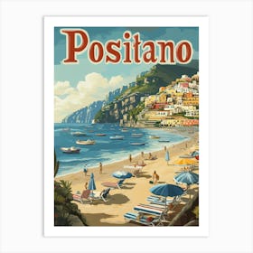 Aihrgdesign A Classic 1960s Travel Poster For Positano 2 Art Print