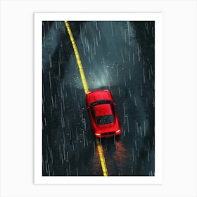 Car Driving In The Rain 4 Art Print