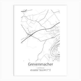 Grevenmacher,Luxembourg Minimalist Map Art Print