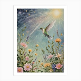 Hummingbird In The Garden Art Print