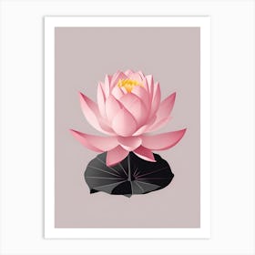 A Pink Lotus In Minimalist Style Vertical Composition 47 Art Print