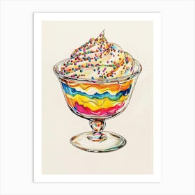 Rainbow Trifle Line Illustration 2 Art Print