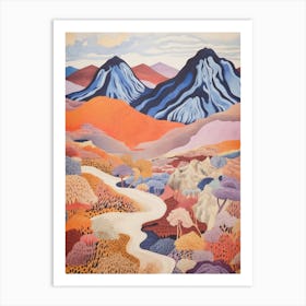 Mount Yasur Vanuatu Colourful Mountain Illustration Art Print