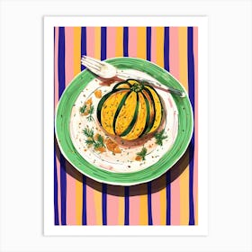 A Plate Of Pumpkins, Autumn Food Illustration Top View 36 Art Print