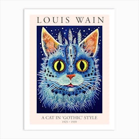 Louis Wain, A Cat In Gothic Style, Blue Cat Poster 0 Art Print