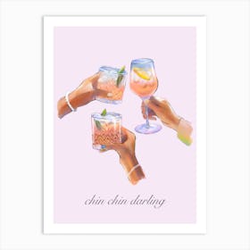 Simple Bar Cart Celebration Art, Hand Drawn Illustration Style 1 Art Print