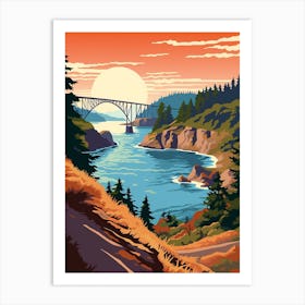 Deception Pass State Park Retro Pop Art 1 Art Print