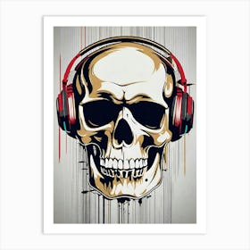 Skull With Headphones 120 Art Print