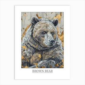 Brown Bear Precisionist Illustration 2 Poster Art Print