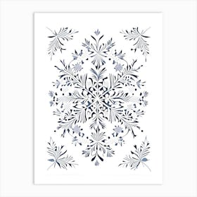 Winter, Snowflakes, William Morris Inspired 1 Art Print