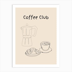 Coffee Club Poster B&W Art Print