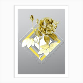 Botanical French Rose in Yellow and Gray Gradient n.430 Art Print