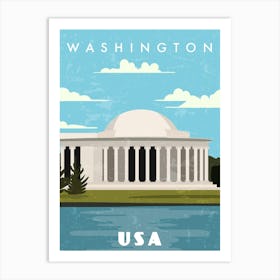 Washington, USA — Retro travel minimalist poster 1 Art Print