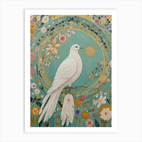 White Floral Dove Art Print