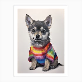 Baby Animal Wearing Sweater Wolf 1 Art Print