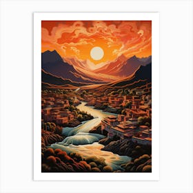 Sunset In Tibet Art Print