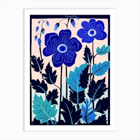 Blue Flower Illustration Canterbury Bells 2 Art Print