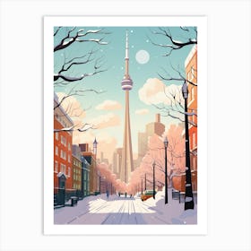 Vintage Winter Travel Illustration Toronto Canada 1 Art Print