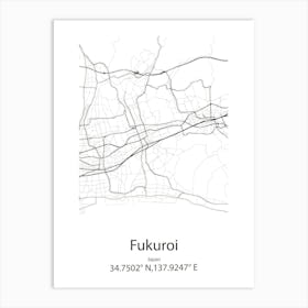 Fukuroi,Japan Minimalist Map Art Print