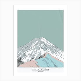 Mount Kenya Color Line Drawing 3 Poster Art Print