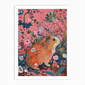 Floral Animal Painting Guinea Pig 1 Art Print