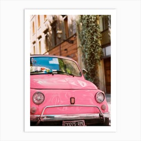 Pink 500 Old Car Art Print