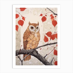 Bird Illustration Eastern Screech Owl 1 Art Print