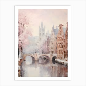 Dreamy Winter Painting Bruges Belgium 4 Art Print