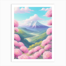 Pink Flowers In The Mountains Art Print