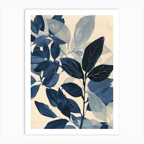 Blue Leaves Canvas Print 1 Art Print