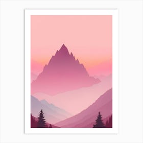 Misty Mountains Vertical Background In Pink Tone 37 Poster