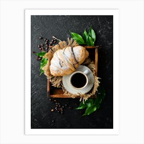 Croissants — Food kitchen poster/blackboard, photo art 1 Art Print