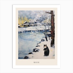 Vintage Winter Animal Painting Poster Mouse 1 Art Print