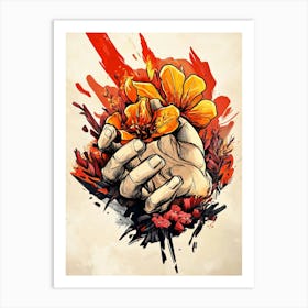 Hand Holding Flower Art Print