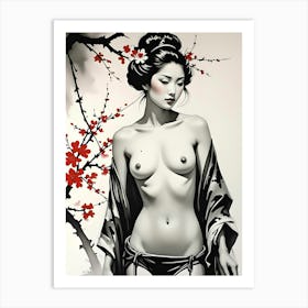 Geisha Nude Traditional Art Art Print