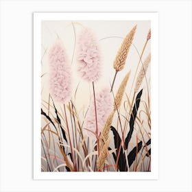 Flower Illustration Fountain Grass 4 Art Print