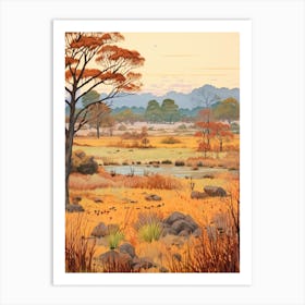 Autumn National Park Painting Ranthambore National Park India 2 Art Print