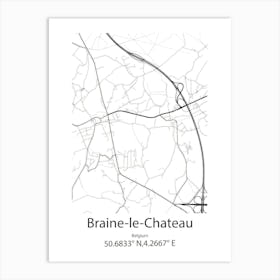 Braine Le Chateau,Belgium Minimalist Map Art Print