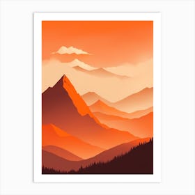 Misty Mountains Vertical Composition In Orange Tone 362 Art Print