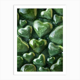 Green Heart Pebbles Art Print