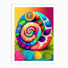 Snail With Colourful Background Patchwork Art Print