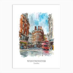 Westminster London Borough   Street Watercolour 1 Poster Art Print