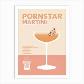Pornstar Martini Cocktail Pink Colourful Bar Wall Art Print