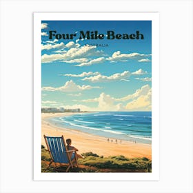 Four Mile Beach Australia Beautiful Travel Illustration Art Print