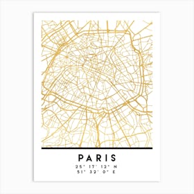 Paris France City Street Map Art Print