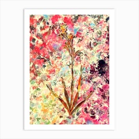Impressionist Bugle Lily Botanical Painting in Blush Pink and Gold Art Print