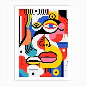 Line Pattern Face Illustration 3 Art Print